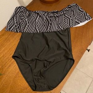 Off the shoulder one piece swim suit